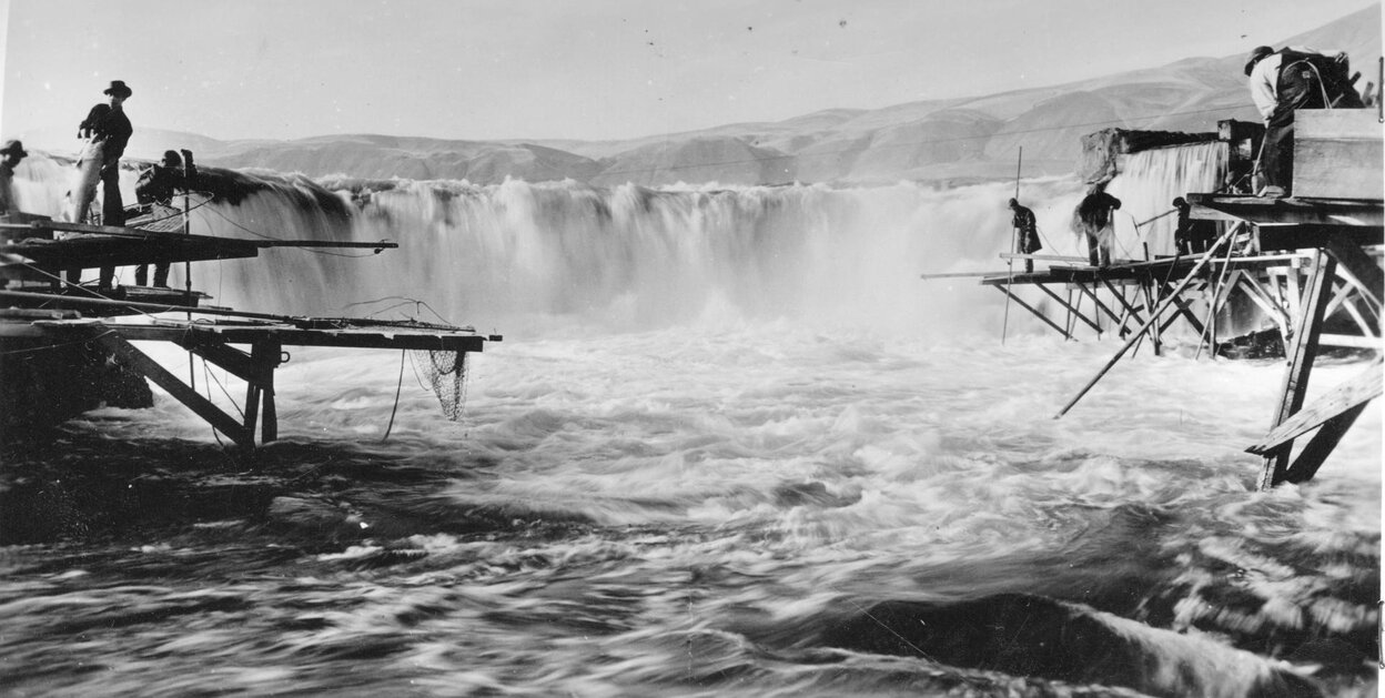 Indigenous People Fishing at Celilo Falls