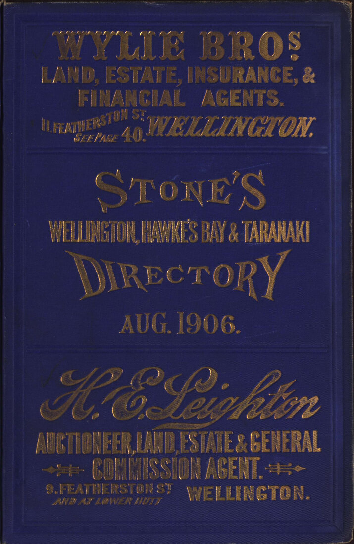 Stone's Wellington, Hawke's Bay and Taranaki Directory, 1906