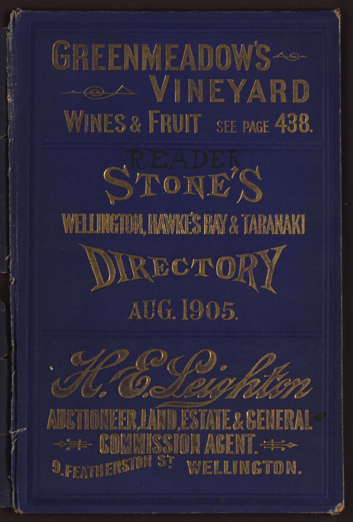 Stone's Wellington, Hawke's Bay and Taranaki Directory, 1905
