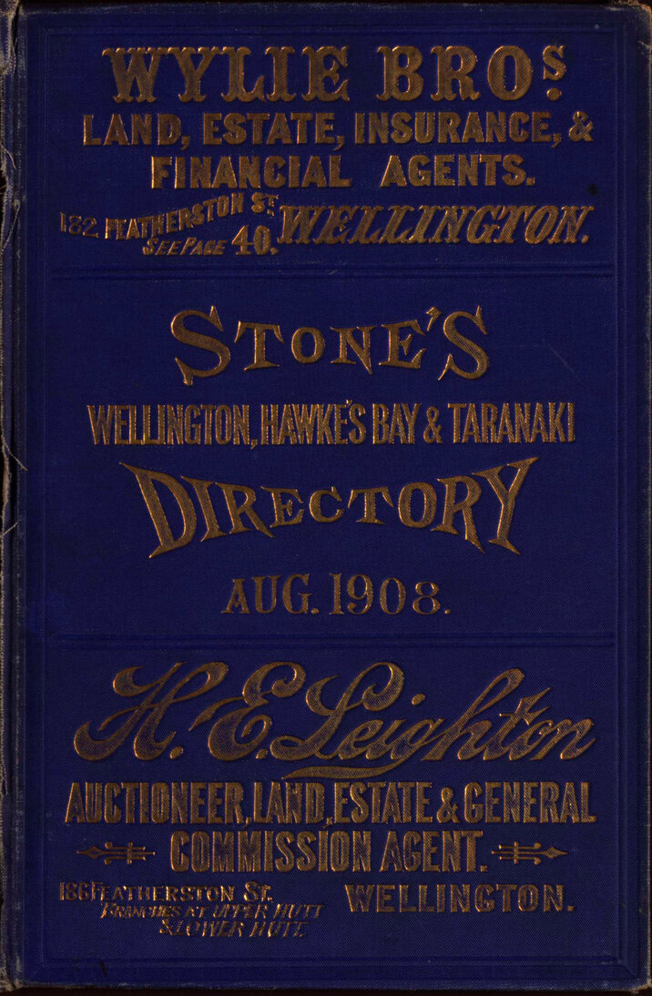Stone's Wellington, Hawke's Bay and Taranaki Directory, 1908