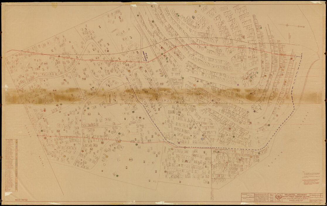Wellington Motorway Bolton Street Cemetery Section Plan Showing Position of Existing Graves Affected. MOWD