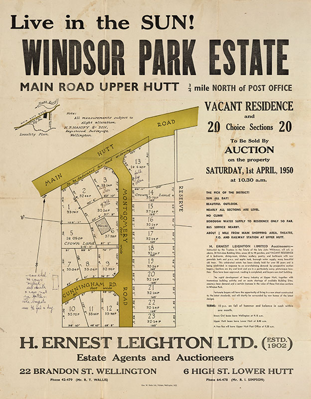 Housing development plan, 1950; Windsor Park Estate; Main, Montgomery & Cunningham Roads