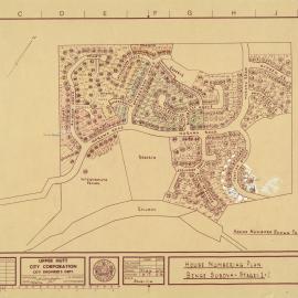 Housing development plan, 1974; Timberlea; street plan & house numbering