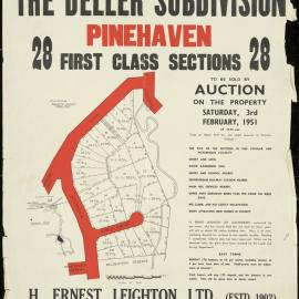 Housing development plan, 1951; Deller subdivision, Pinehaven; Pinehaven Road & Birch Gr ove